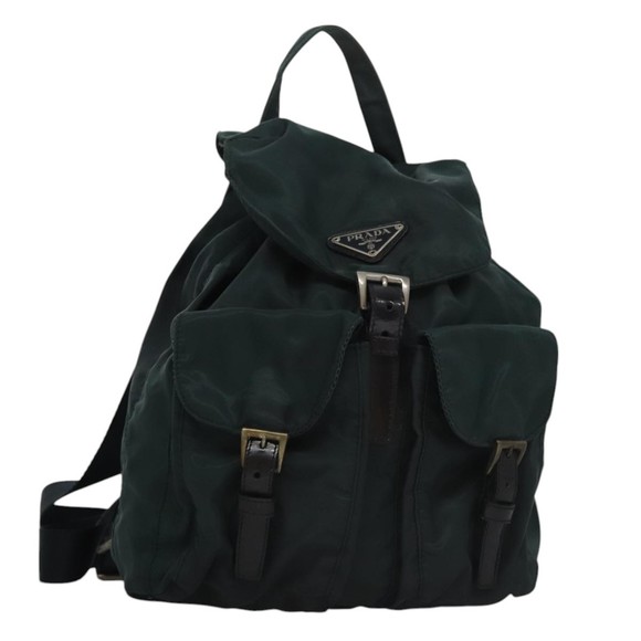 PRADA Backpack Nylon Green Auth 108311